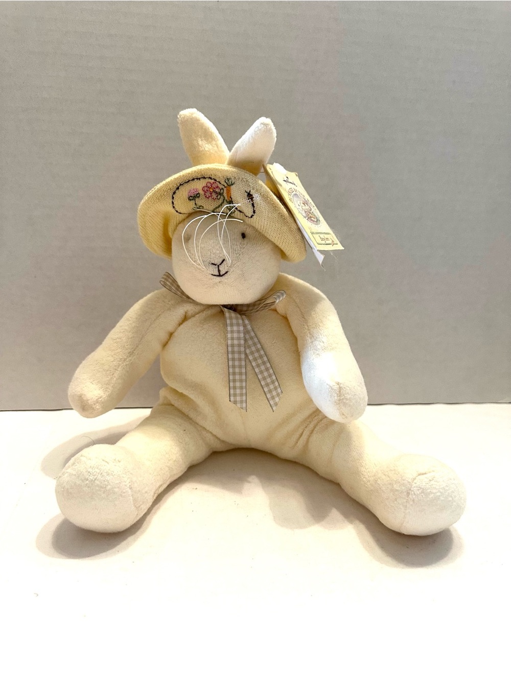 Hallmark Bunnies by the Bay Cream Bunny Plush Baylee with Embroidered Hat